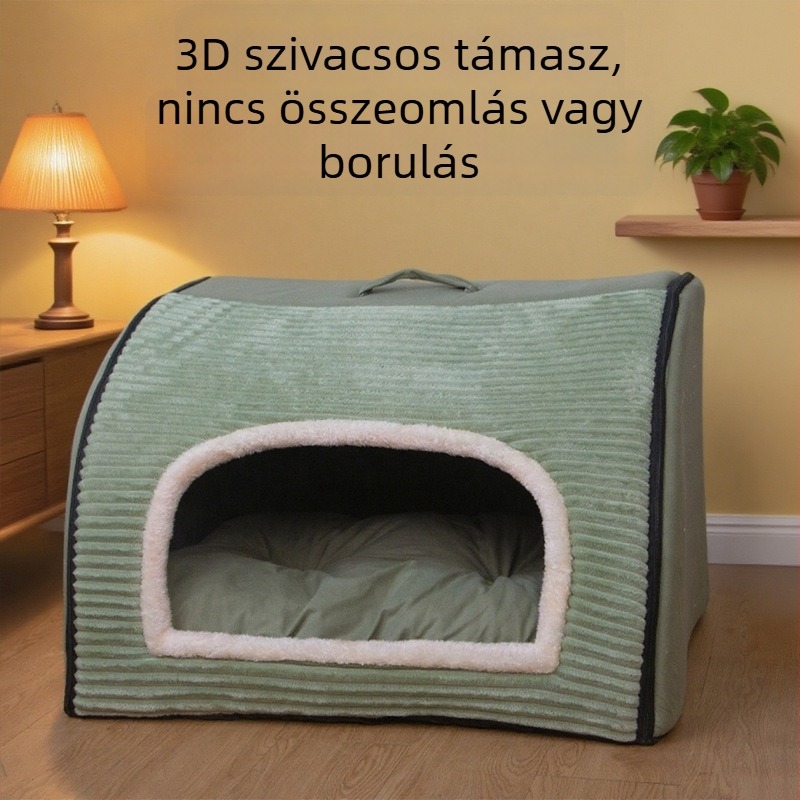 Kutyák és macskák számára félzárt, négyévszakos ház – textilekből, modell WCW024