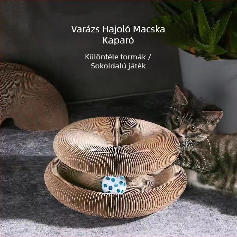 Macska karmoló tábla haranggal, hullámkartonból készült méhsejt papír, rajzfilmszerű stílus, 36 darabos doboz