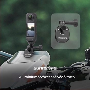 OSMO 360 Motorkerékpár Szélvédő Klipek Kamera Tartója, ZJ846, alumíniumötvözet + szilikon, 76×41×40 mm, Kompatibilis akciókamerákkal