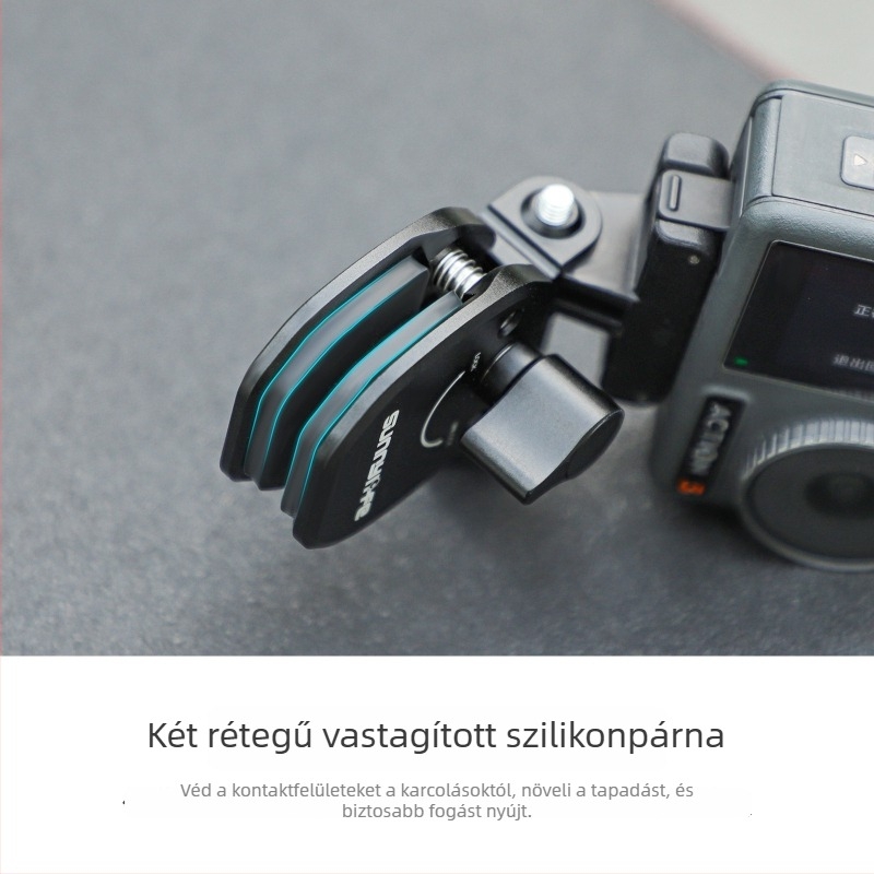 OSMO 360 Motorkerékpár Szélvédő Klipek Kamera Tartója, ZJ846, alumíniumötvözet + szilikon, 76×41×40 mm, Kompatibilis akciókamerákkal