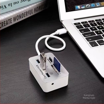 USB 3.0 hub SD/TF kártyaolvasóval – 1–2 szétosztó, Lightning interfész, külső tápellátás nélkül