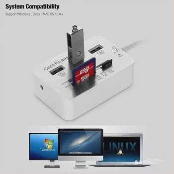 USB 3.0 hub SD/TF kártyaolvasóval – 1–2 szétosztó, Lightning interfész, külső tápellátás nélkül