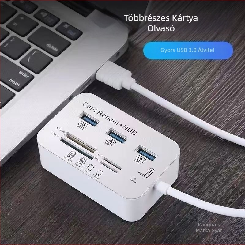 USB 3.0 hub SD/TF kártyaolvasóval – 1–2 szétosztó, Lightning interfész, külső tápellátás nélkül