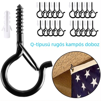 Fém falra szerelhető horog, Q-típusú rugós kialakítás, festett felülettel, modern minimalist stílus, nappali és erkély számára