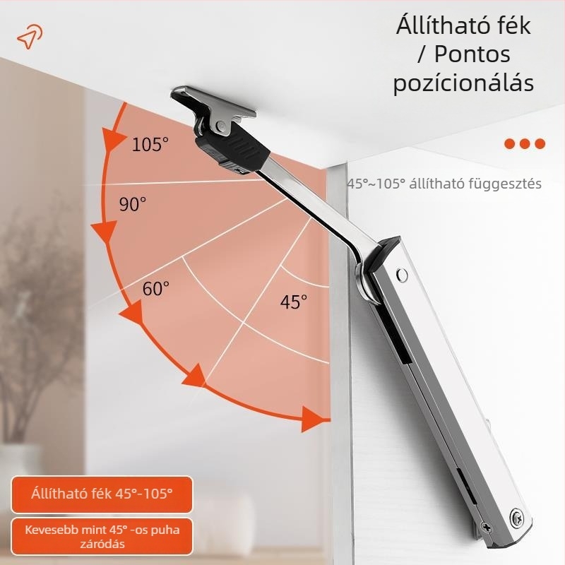 Szekrényajtó hidraulikus rúd flip-up ajtókhoz, modell G68, hidegen hengerelt acél, modern minimalist stílus