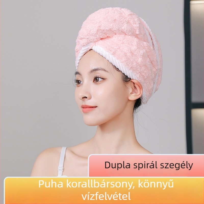 Hajszárító sapka korall plüsselből, 150D, tömege >200 g, varrás a szegélyen és egyszerű szövés, Tonghua márka