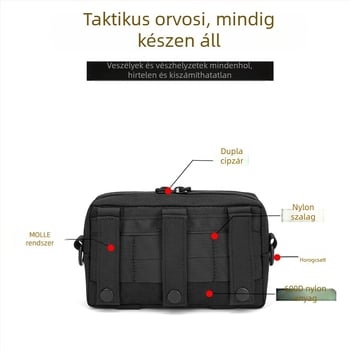 Taktikai kültéri deréktáska MOLLE csatlakozással, bővíthető zseb, uniszex, poliészter