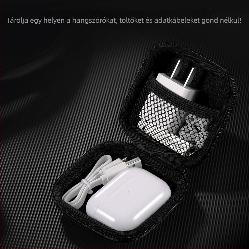 Fülhallgató tároló doboz – EVA négyzet alakú tok fülhallgatókhoz, USB meghajtók és memóriakártyákhoz