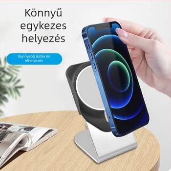 Alumínium ötvözetű vezeték nélküli töltőállvány Apple iPhone-hoz, asztali használatra