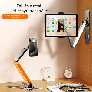 Fali szerelésű, 360°-ban forgó telefon tartó, fúrás nélküli, szénacél + ABS, univerzális stílus
