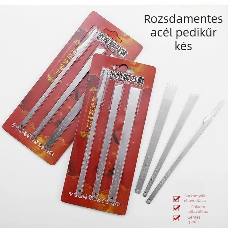 Három darabos pedikűr késkészlet rozsdamentes acélból – a holt bőr és tyúkszem eltávolítására, otthoni pedikűr készlet