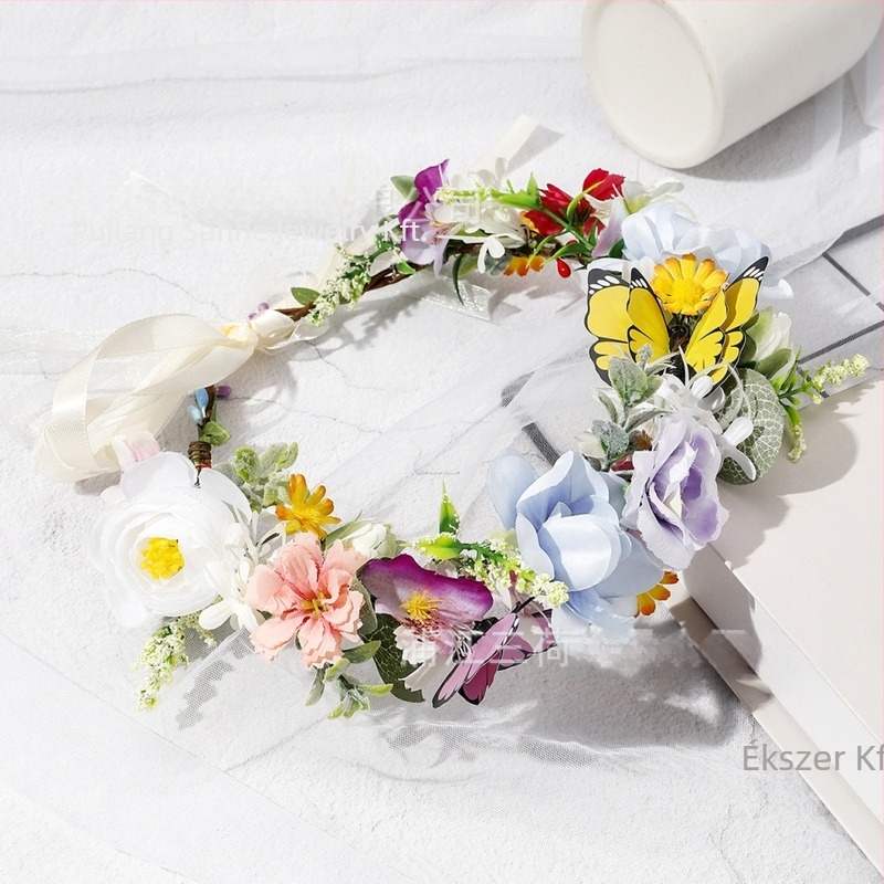 Boho virágos fejpánt, kézzel kötött anyagból, elegáns uniszex esküvői kiegészítő, 2025 tavasz