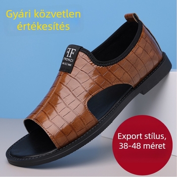 Férfi szandálok – felső rész mikroszálas bőr, talp gumi, zárás slip-on, kerek orrú, vízálló