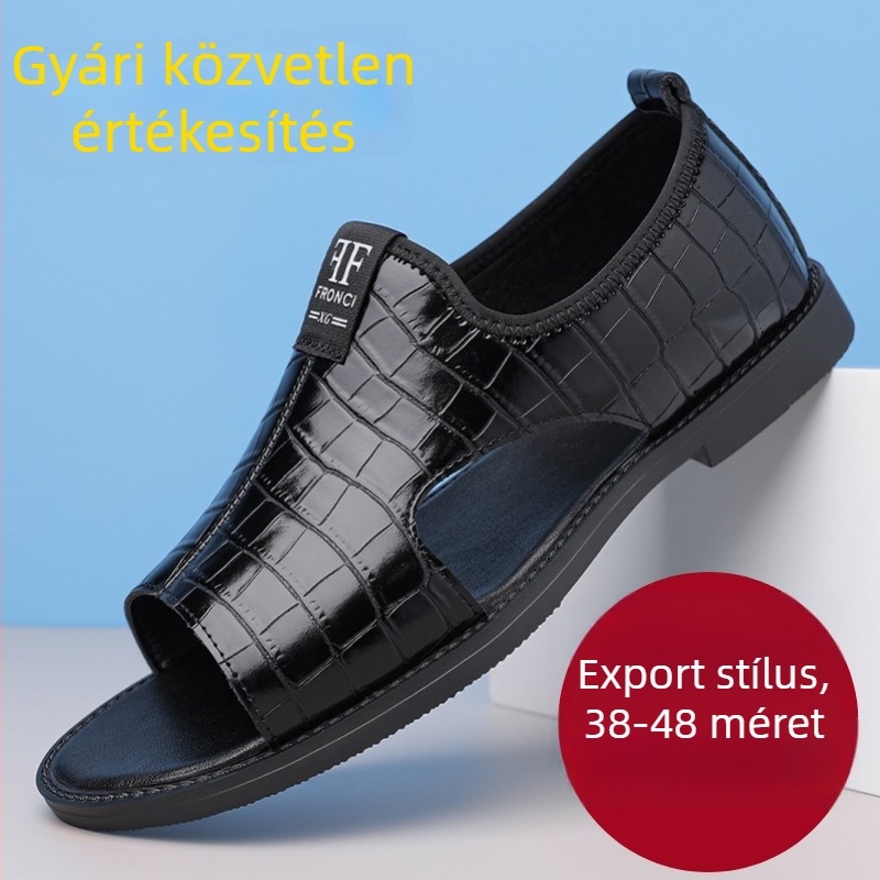 Férfi szandálok – felső rész mikroszálas bőr, talp gumi, zárás slip-on, kerek orrú, vízálló