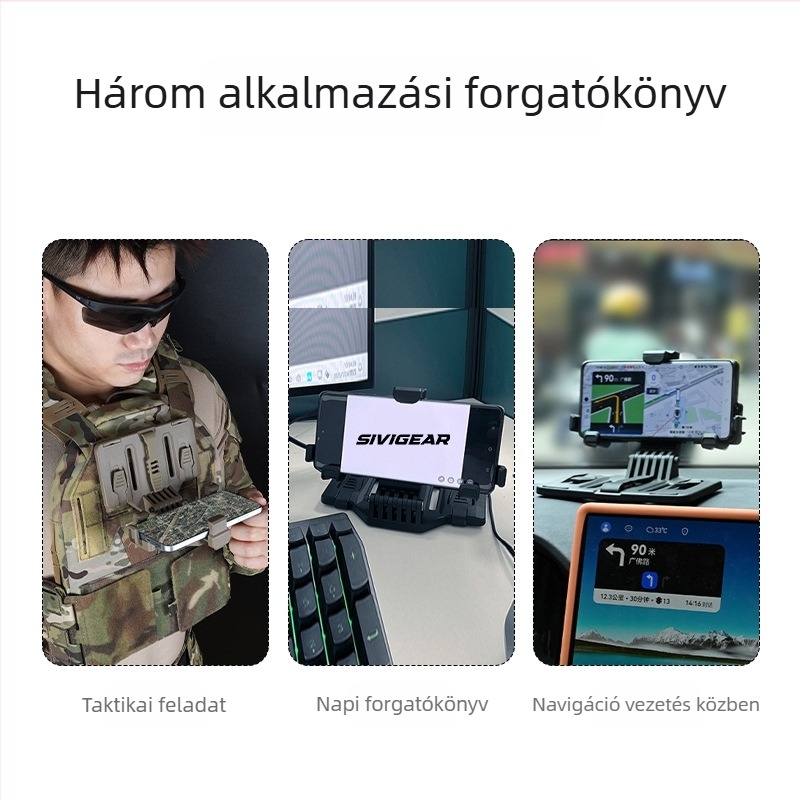 Telefon tartó MOLLE rendszerrel taktikai mellényhez, univerzális navigációs panel, ABS anyag, SD-971 modell, Shabadu