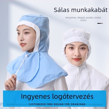 Pamutból készült lélegző higiénikus sapka élelmiszeripari dolgozóknak, porálló, sík tetejű, logó hímzett