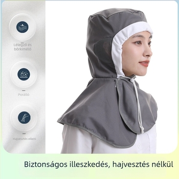 Pamutból készült lélegző higiénikus sapka élelmiszeripari dolgozóknak, porálló, sík tetejű, logó hímzett