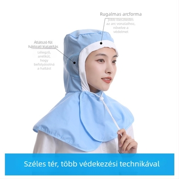 Pamutból készült lélegző higiénikus sapka élelmiszeripari dolgozóknak, porálló, sík tetejű, logó hímzett