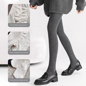 Női nylon harisnyanadrág téli fleece béleléssel, extra hosszú, magas derék, popsiformázó hatás, egyszínű