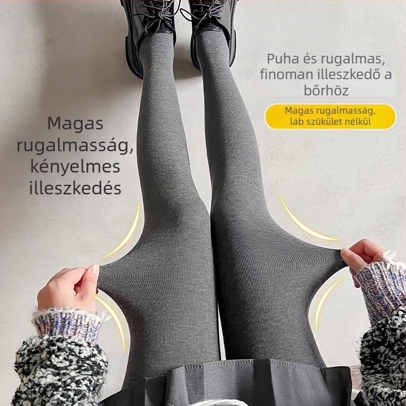 Női nylon harisnyanadrág téli fleece béleléssel, extra hosszú, magas derék, popsiformázó hatás, egyszínű