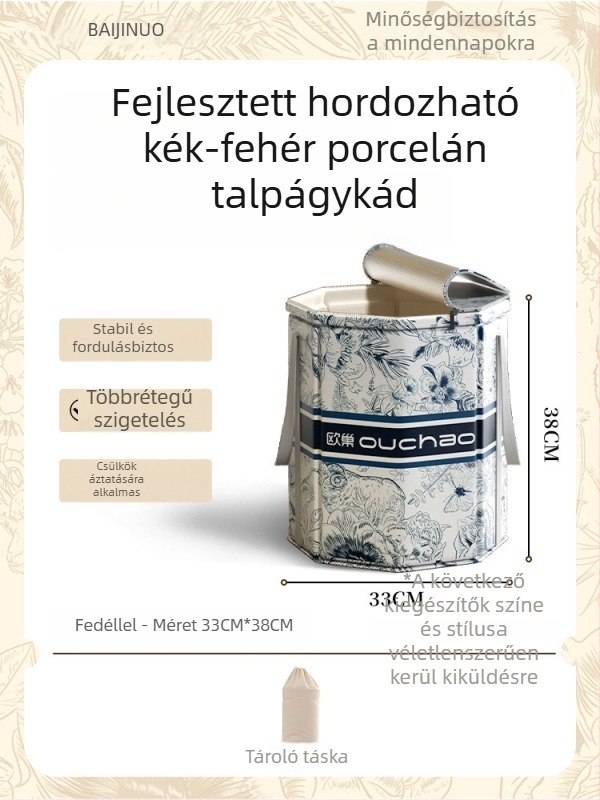 Otthoni lábfürdő kád, kerámia, hordozható és összecsukható, állandó hőmérsékletű szigetelés, CE tanúsítvány