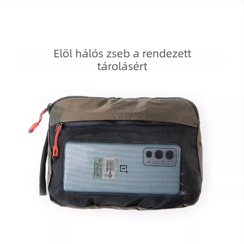 Tisztálkodási táska – japán stílusú, ultrakönnyű, vízálló nylonból, háromszög hálós zsebbel, kültéri utazásokhoz