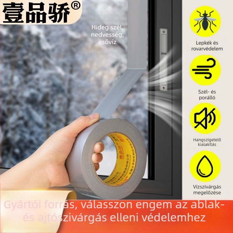 Szélvédő szalag ajtókhoz és ablakokhoz – PET anyag, 5 cm széles, hossz 5-50 m, gumibázisú ragasztó, magas viszkozitású tömítő szalag