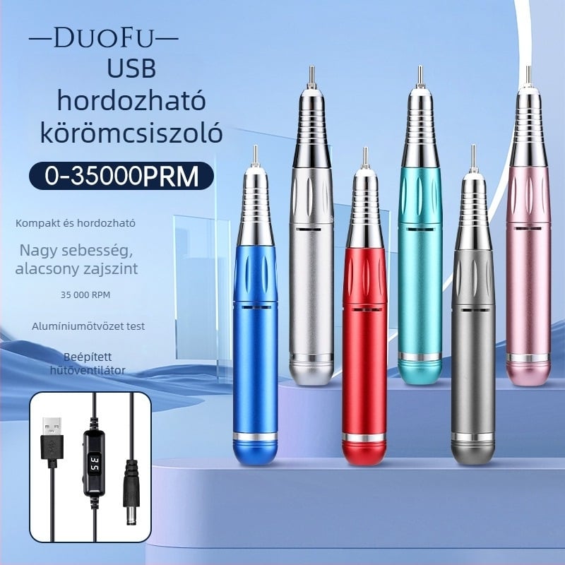 Körömdíszítő fúró kijelzővel, USB táplálású, 35000 RPM, DF101 modell, Duofu márka