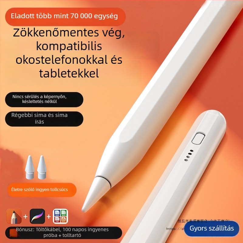 Universális kapacitív stylus toll vékony heggyel; iPad és Huawei és Xiaomi készülékekkel kompatibilis; Szilikon burkolat; Elektronikus modell