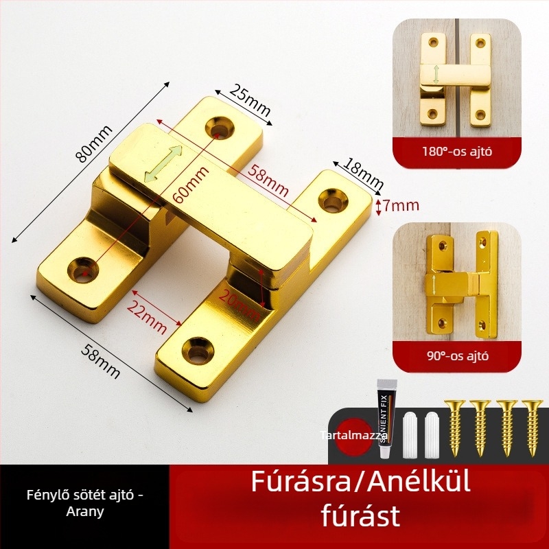 Butterfly latch, cinkötvözet, univerzális bal-jobb, fénylő zár, modell MK-A, Solot