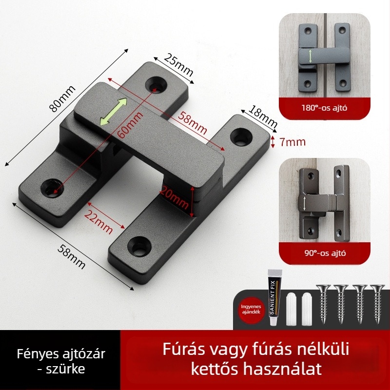 Butterfly latch, cinkötvözet, univerzális bal-jobb, fénylő zár, modell MK-A, Solot