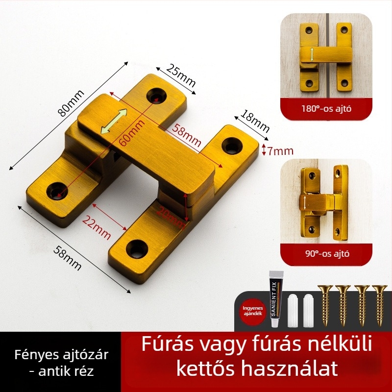 Butterfly latch, cinkötvözet, univerzális bal-jobb, fénylő zár, modell MK-A, Solot
