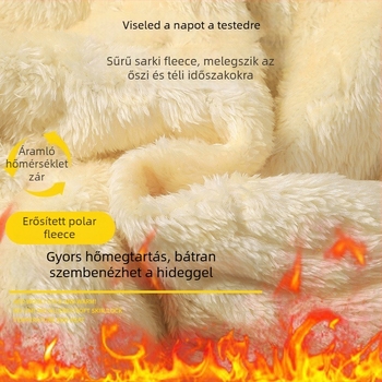 Férfi téli fleece-béléssel bélelt nadrág, laza szabású, középmagas derék, 96% poliészter, 4% spandex, vastagított, húzózsinóros zárás