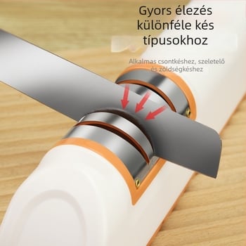 Elektros késélezítő ABS testtel és szívófejes alaprésszel, otthoni gyors élezés, késélező kő, modern minimalista stílus
