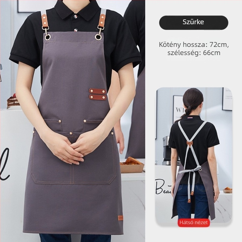 Vászonnal készült vízálló ujjatlan kötény cateringhez – logónyomással, modern minimalist stílusú konyhai viselet