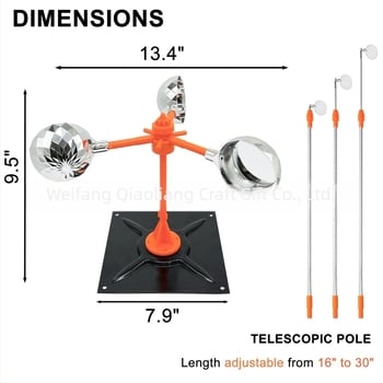 Madárriasztó készülék napelemes és szélenergiás üzemeléssel, ABS tokozás, hang- és fényriasztó funkciókkal, gyümölcsösökhöz, halastavakhoz és mezőgazdasági területekhez.
