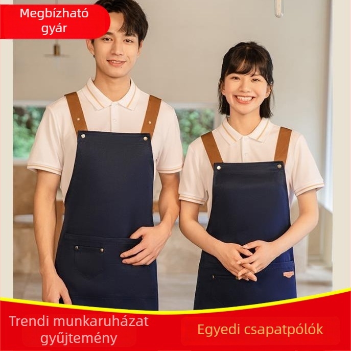 Vízálló ujjatlan kötény, állítható nyakpánttal és H-alakú vállpántokkal, cateringhez, szállodákhoz és kávézókhoz