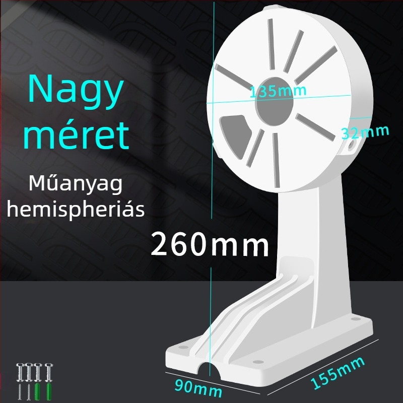 Beltéri kupolás kamera tartó, beépített kábelcsatornával, műanyagból