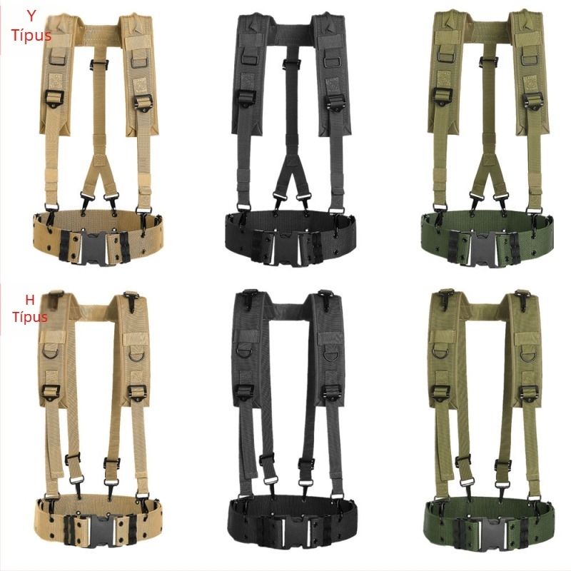 Y-alakú taktikai vállpánt külső használatra – nejlon szalag, műanyag csat, csatamechanizmus, szélesség >4 cm, kézzel kötött kivitel