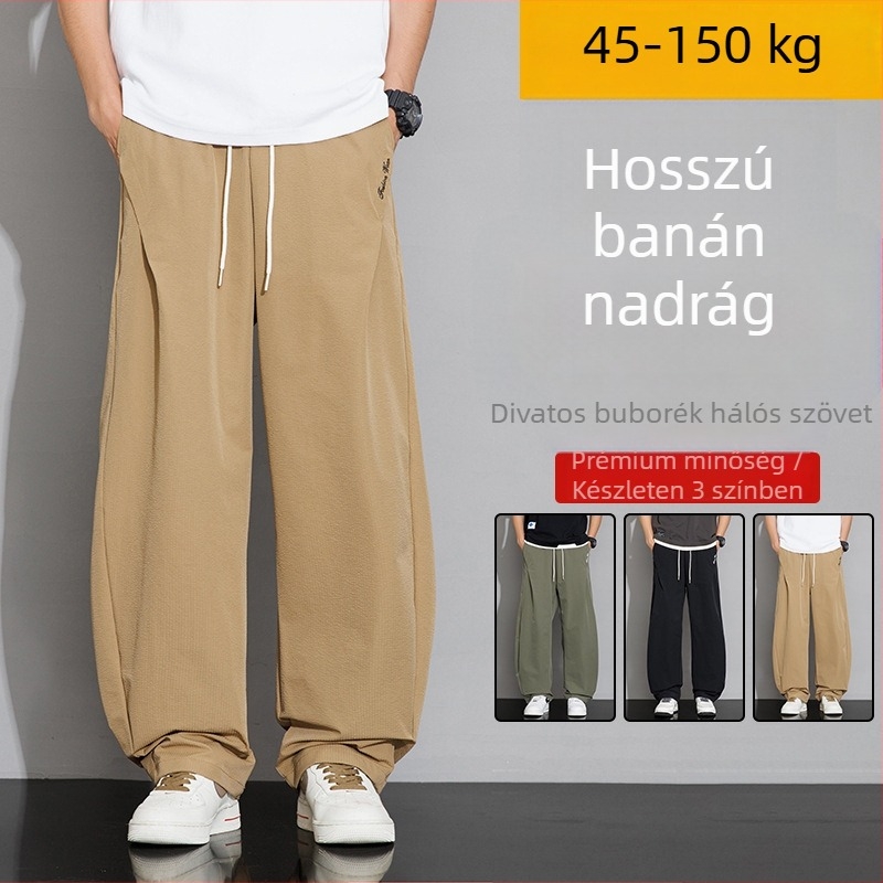 Pamutból készült fleece-béléssel ellátott széles szárú hétköznapi nadrág, középmagas derekú, öv nélkül, őszre