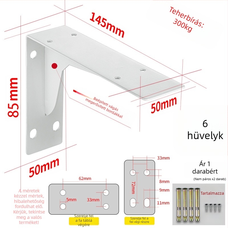 Háromszög alakú tartóváz falra szerelhető polchoz, hidegen hengerelt acélból, univerzális, modern minimalista kialakítás, Berthet