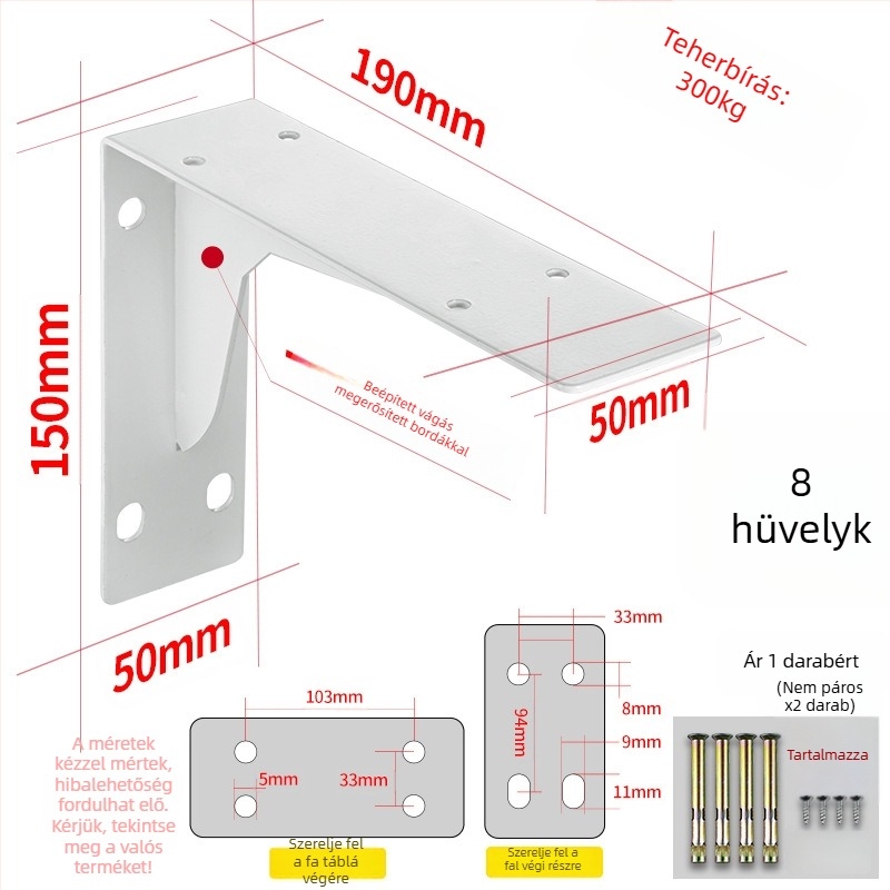 Háromszög alakú tartóváz falra szerelhető polchoz, hidegen hengerelt acélból, univerzális, modern minimalista kialakítás, Berthet