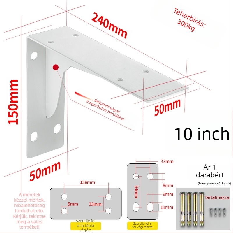 Háromszög alakú tartóváz falra szerelhető polchoz, hidegen hengerelt acélból, univerzális, modern minimalista kialakítás, Berthet