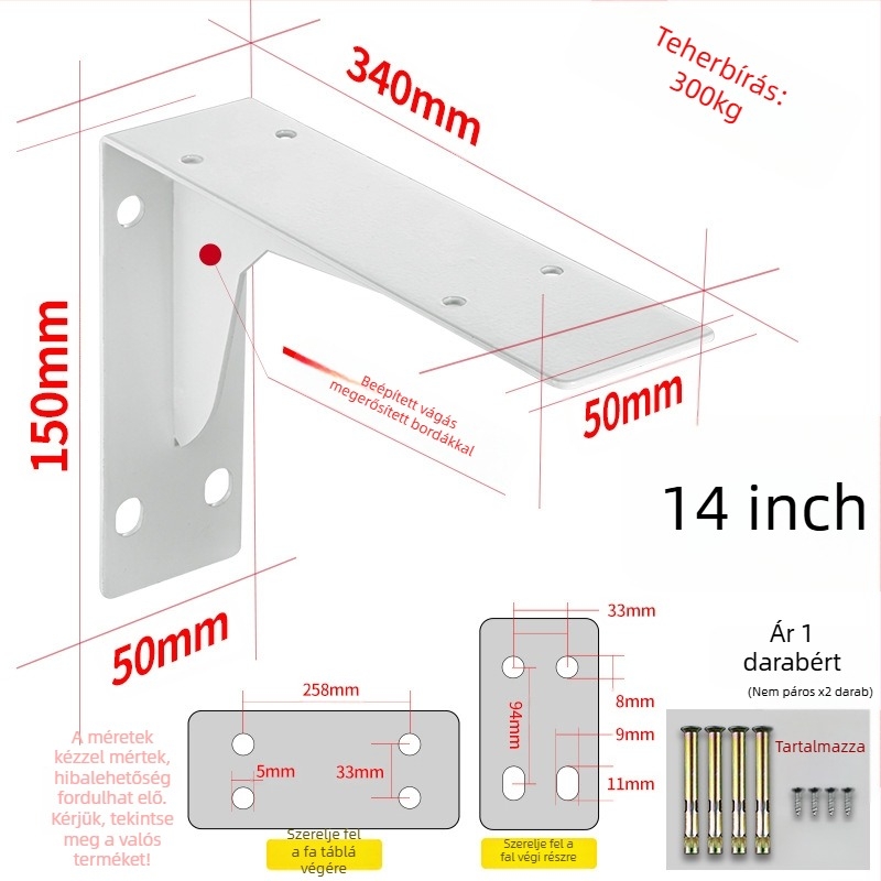 Háromszög alakú tartóváz falra szerelhető polchoz, hidegen hengerelt acélból, univerzális, modern minimalista kialakítás, Berthet