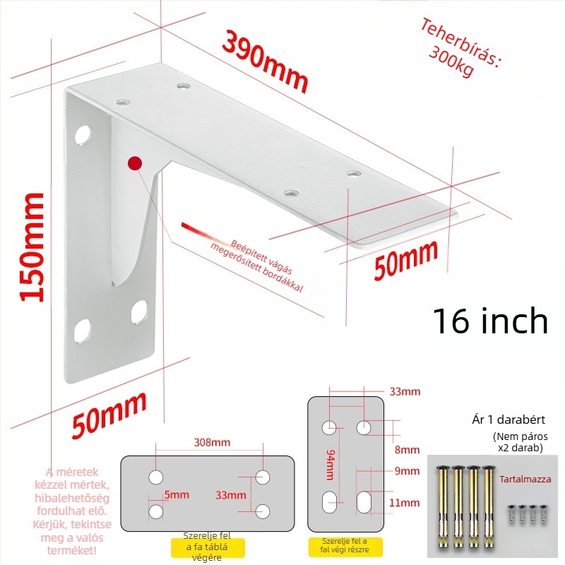 Háromszög alakú tartóváz falra szerelhető polchoz, hidegen hengerelt acélból, univerzális, modern minimalista kialakítás, Berthet