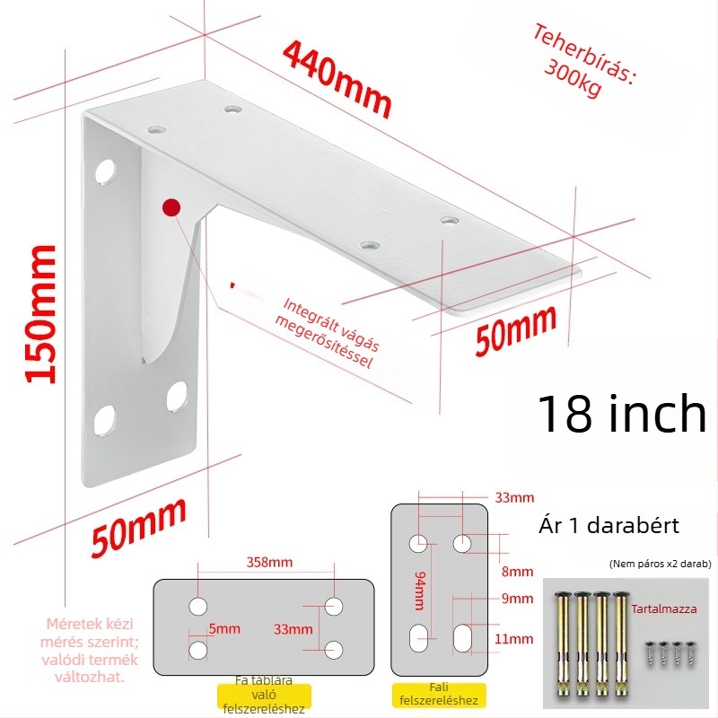 Háromszög alakú tartóváz falra szerelhető polchoz, hidegen hengerelt acélból, univerzális, modern minimalista kialakítás, Berthet