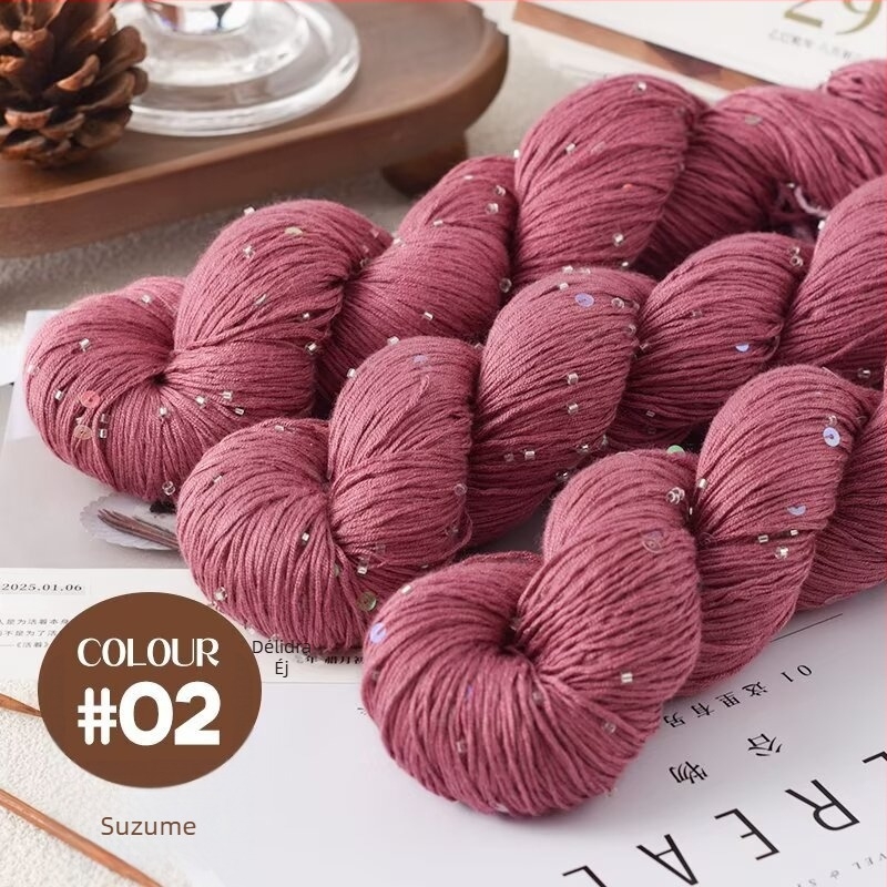 Tencel-szatin fonal gyöngyökkel és strasszokkal kötéshez és DIY szövéshez