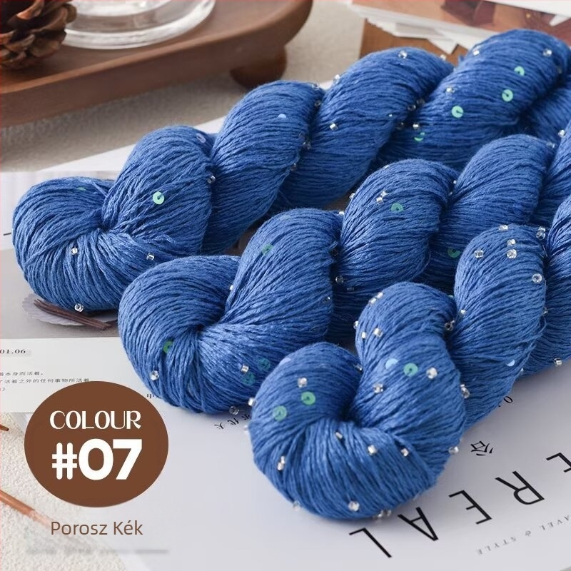 Tencel-szatin fonal gyöngyökkel és strasszokkal kötéshez és DIY szövéshez