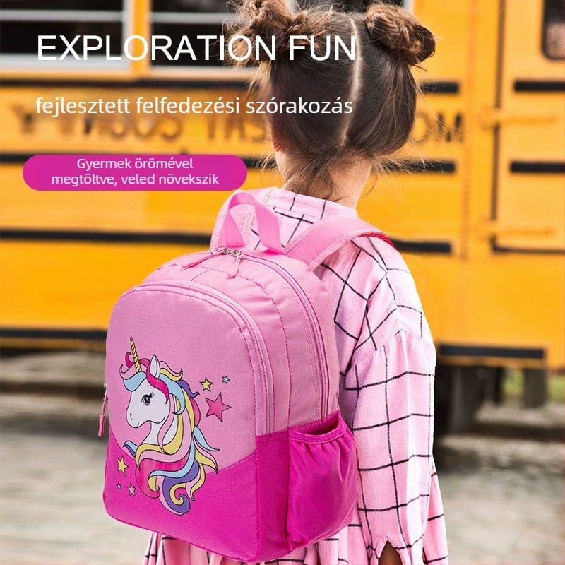 Gyerekek hátizsákja egyszarvú mintával, Oxford anyag, légáteresztő, ultra könnyű, légpárnás vállpántok
