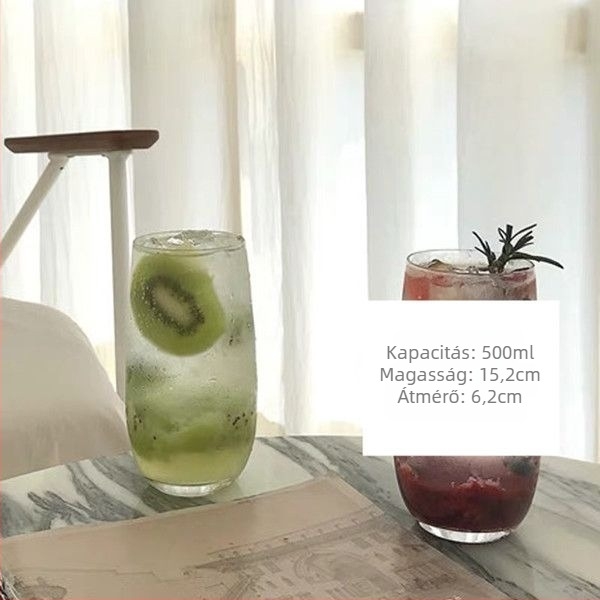 Hőálló üveg pohár – Nordic stílus, szívószallal, hordozható, egylétegű